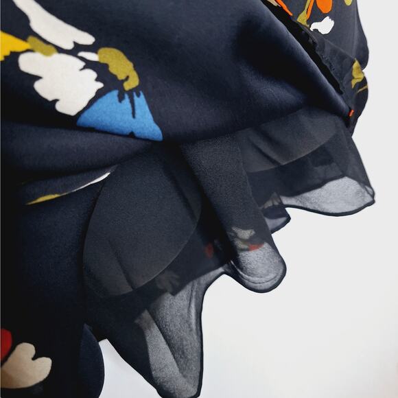 Joie Avari Silk Babydoll Dress XS Black Dark Floral Boho Romantic Mini Dainty - Picture 10 of 15